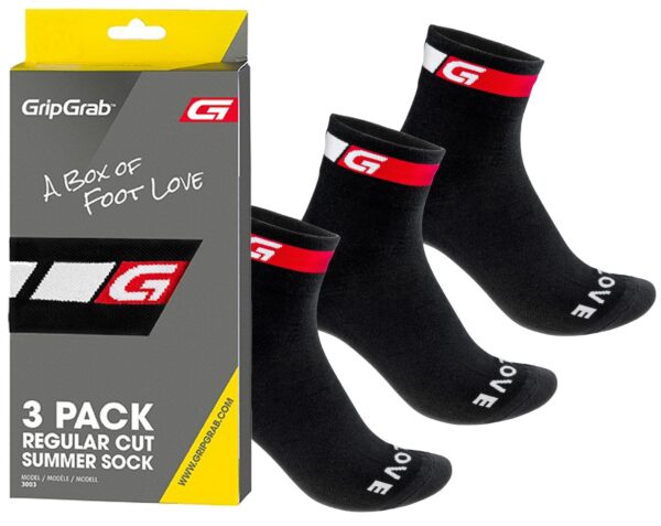 GripGrab 3-Pack Regular Cut Summer Sock, sort