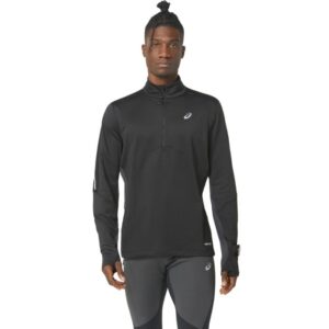 Asics 1/2 Zip Midlayer Herre Trøje 2XL - Sort med Reflekser til Vinterløb