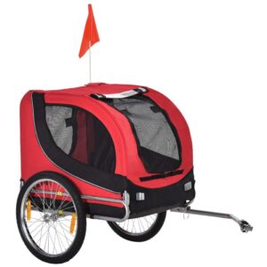 Hundetrailer Cykeltrailer Hundetransporter Hundecykeltrailer Rød + Sort 130 X 73 X 90 Cm