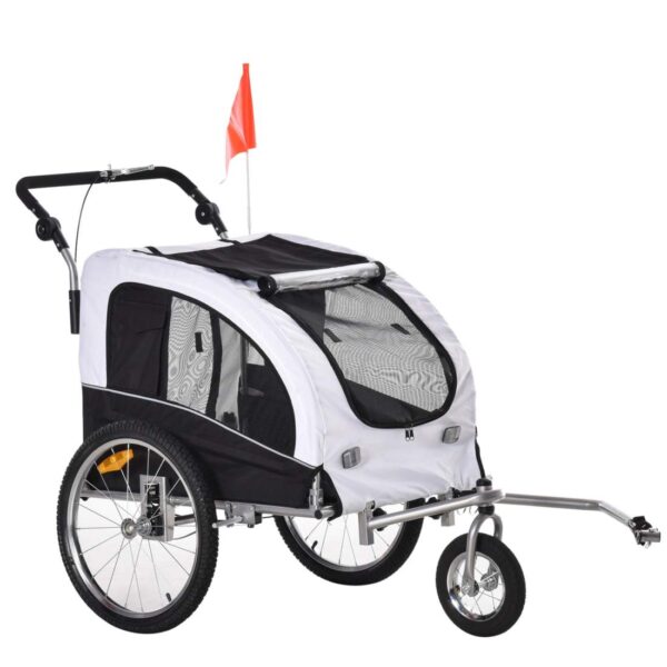 Hundetrailer Jogger Cykeltrailer Hundecykeltrailer Hvid+Sort 155 X 83 X 108 Cm