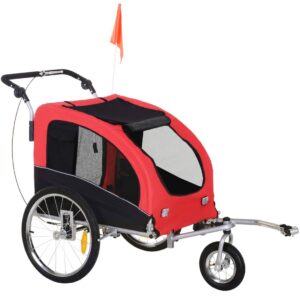 Hundetrailer Jogger Cykeltrailer Hundecykeltrailer Rød+Sort 155 X 83 X 108 Cm