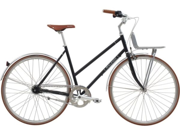 Raleigh Yate Cargo Black - Damecykel - 2024, 56cm - Med Frontlad