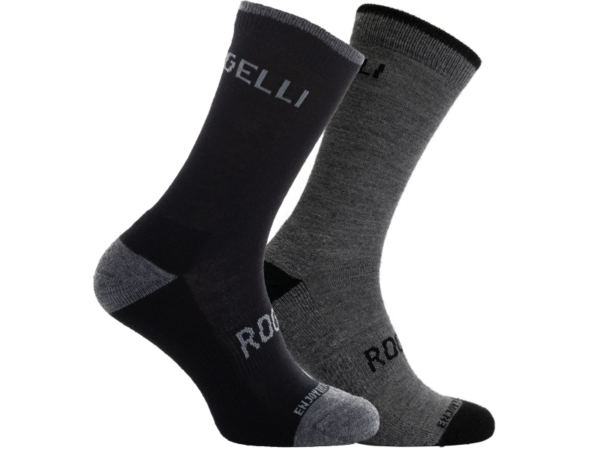 Rogelli Merino Wool 2-Pack Vinterstrømper, Grey/Black, 36-39