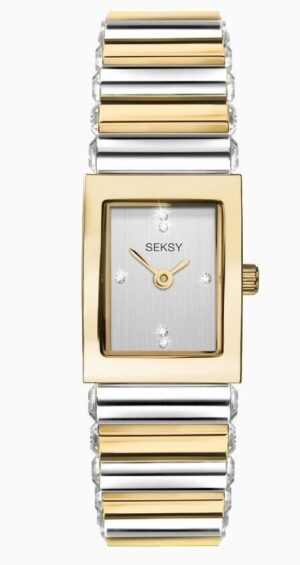 Seksy Edge Silver Dial Two Tone Stainless Steel Bracelet Ladies Watch 2865