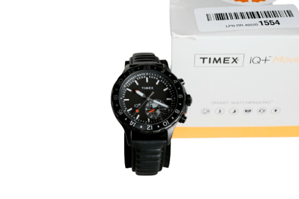 TIMEX iQ+ Move Men's Leather Watch | Black | TW2R39900 F5