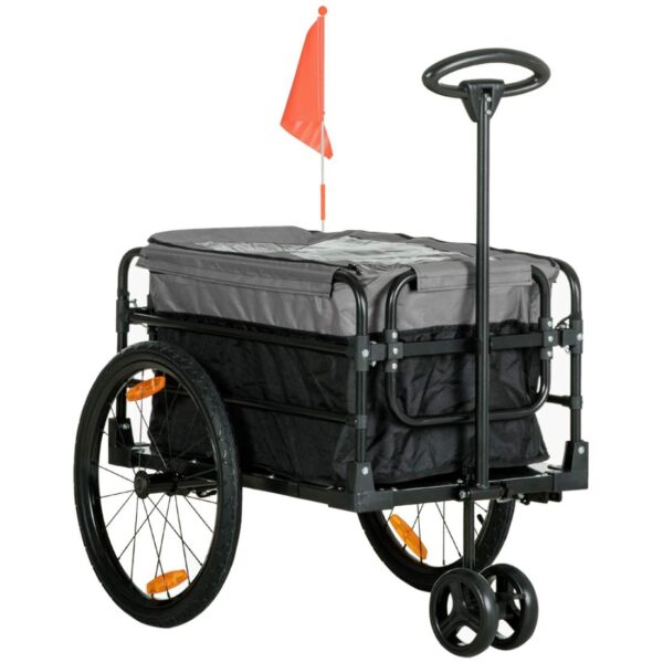 2-I-1 Cykeltrailer Lasttrailer Transporttrailer Til Cykel Med 20 Tommer Pneumatiske Dæk 40 Kg Lasteevne 130 X 64 X 64/103 Cm