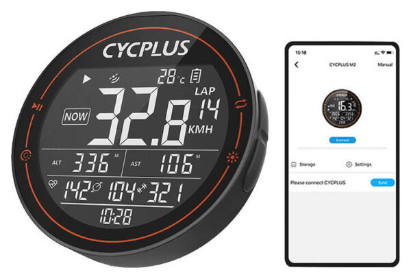 Cycplus M2 Cykelcomputer - 2,5", Genopladelig, USB-C, Puls, Hastighed, Tid, Højde, Distance - 35 Timer