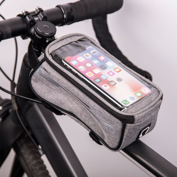 Cykeltaske til ramme m/mobilholder (vandtæt) Grå