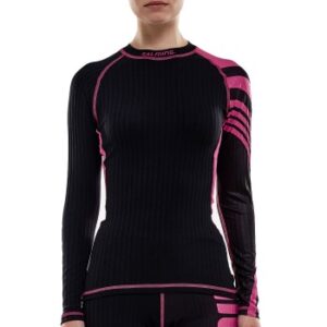 Salming Baselayer LS Tee Women Sort/Rosa polyester Small Dame