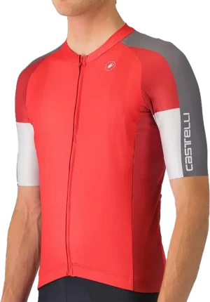 Castelli ENTRATA 6 Jersey - Red/Smoky Gray-Silver