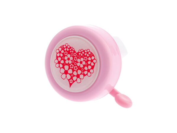 Pexkids Ringeklokke til Cykel - Stål, Hjerte-design, "With all love" - Lyserød