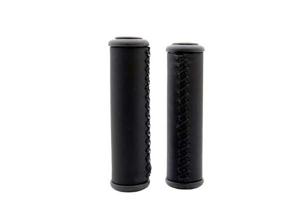 Simson Cykelhåndtag i Læder - 130mm, Håndsyet, Skumforing - Sort