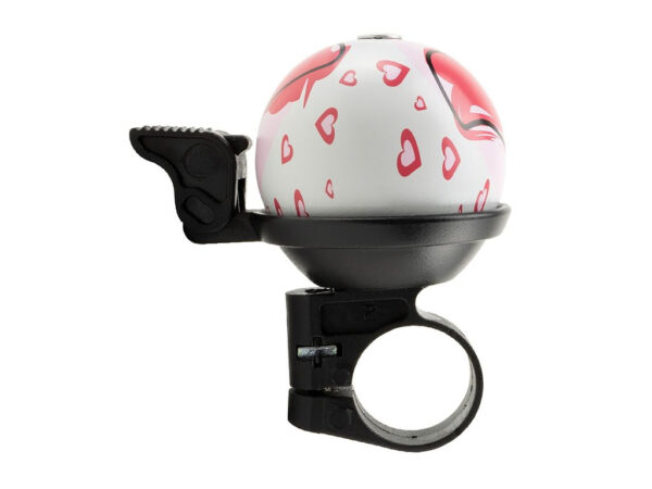 Simson Ringeklokke til Cykel til Børn - Hjerte Design, 38 mm, Mekanisk - Hvid/Rosa