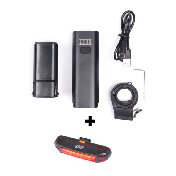 Cykellygte Light5 NB800 - 800 lm / Genopladelig, Forlygte + Light5 Streak baglys