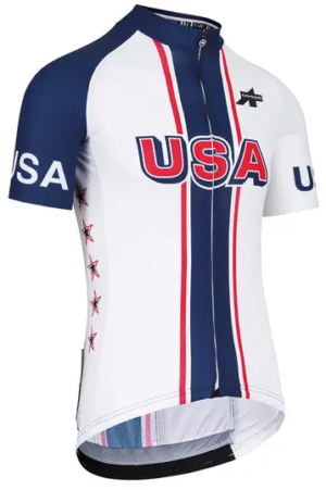 Assos FASTLANE Olympics SS Jersey USA - Kortærmet Cykeltrøje - Hvid/Blå