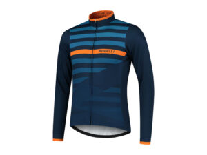 Rogelli Stripe cykeltrøje lange ærmer blå orange herre