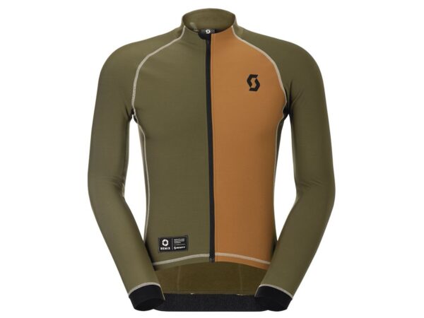 SCOTT RC Pro Warm LS Remix cykeltrøje Bread Brown/Fir Green herre