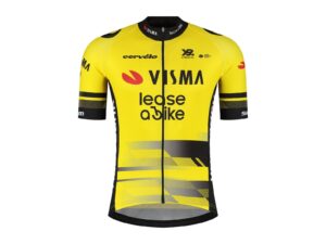 Team Visma Lease a Bike 2025 Replica II kortærmet gul/sort cykeltrøje barn