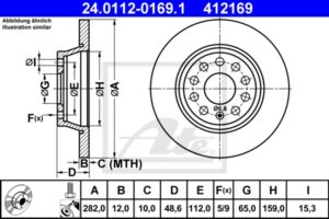 ATE Bremsesæt, skivebremser 142021859 bagaksel fuld 282mm 12mm for VAG SKODA