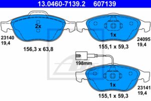 ATE Bremsesæt, skivebremser 142022151 foraksel ventileret 284mm 22mm for OPEL FIAT VAUXHALL