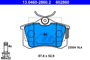 ATE Bremsesæt, skivebremser 142022287 bagaksel fuld 255mm 12mm for VAG