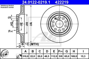 ATE Bremsesæt, skivebremser 142022658 bagaksel ventileret 310mm 22mm for VAG SEAT