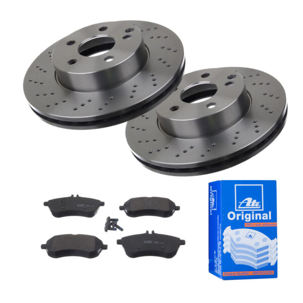 ATE Bremsesæt, skivebremser 142022738 foraksel perforeret/ventileret 295mm 28mm for MERCEDES-BENZ