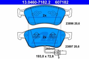 ATE Bremsesæt, skivebremser 142022798 foraksel ventileret 360mm 34mm for VAG