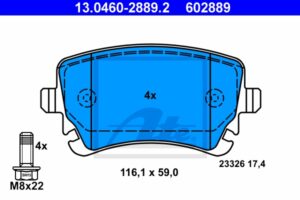 ATE Bremsesæt, skivebremser 142022887 bagaksel ventileret 310mm 22mm for VAG