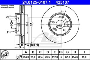 ATE Bremsesæt, skivebremser 142023009 foraksel ventileret 294mm 25mm for MERCEDES-BENZ
