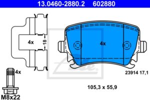 ATE Bremsesæt, skivebremser 142023052 bagaksel fuld 286mm 12mm for VAG SKODA SEAT