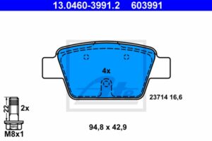ATE Bremsesæt, skivebremser 142023218 bagaksel fuld 251mm 10mm for FIAT