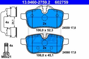 ATE Bremsesæt, skivebremser 142042176 bagaksel ventileret 300mm 20mm for BMW