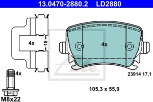 ATE Bremsesæt, skivebremser 142042743 bagaksel fuld 256mm 12mm for SEAT VAG SKODA