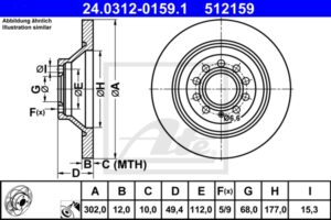 ATE Bremsesæt, skivebremser 142042749 bagaksel fuld 302mm 12mm for VAG SEAT SKODA