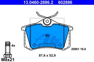 ATE Bremsesæt, skivebremser 142042888 bagaksel ventileret 256mm 22mm for SKODA SEAT VAG