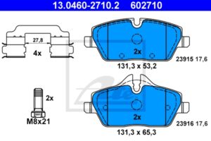 ATE Bremsesæt, skivebremser 142042910 foraksel ventileret 284mm 22mm for BMW MINI