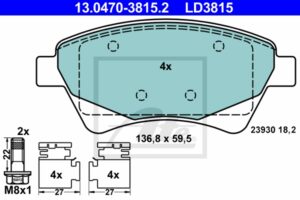 ATE Bremsesæt, skivebremser 142042921 foraksel ventileret 280mm 24mm for RENAULT