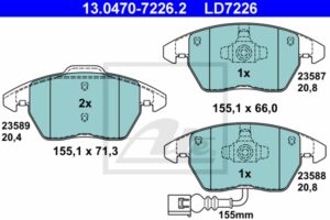 ATE Bremsesæt, skivebremser 142043020 foraksel ventileret 312mm 25mm for SKODA VAG
