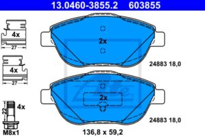 ATE Bremsesæt, skivebremser 142043046 foraksel ventileret 283mm 26mm for PEUGEOT CITROËN VAUXHALL OPEL