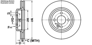 ATE Bremsesæt, skivebremser ijf1414nm6 foraksel ventileret 276mm 22mm for MINI