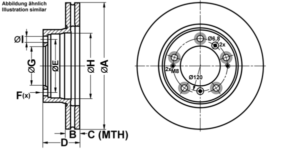 ATE Bremsesæt, skivebremser ijf1414ri6 foraksel ventileret 298mm 24mm for PORSCHE