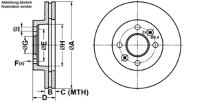 ATE Bremsesæt, skivebremser ijf1414tm4 foraksel ventileret 238mm 20mm for PEUGEOT RENAULT NISSAN