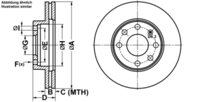 ATE Bremsesæt, skivebremser ijf1414xj8 foraksel ventileret 236mm 20mm for OPEL VAUXHALL DAEWOO