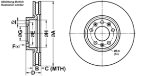 ATE Bremsesæt, skivebremser ijf1414z24 foraksel ventileret 304mm 28mm for PEUGEOT OPEL CITROËN DS