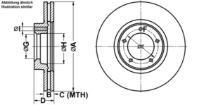 ATE Bremsesæt, skivebremser ijf1414zu2 foraksel ventileret 254mm 24mm for FORD