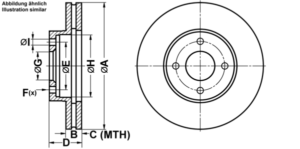 ATE Bremsesæt, skivebremser ijf14154s6 foraksel ventileret 260mm 22mm for NISSAN