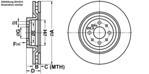 ATE Bremsesæt, skivebremser ijf1415522 foraksel ventileret 305mm 28mm for OPEL VAUXHALL FIAT