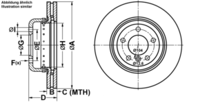 ATE Bremsesæt, skivebremser ijf14155l4 foraksel ventileret 330mm 24mm for BMW