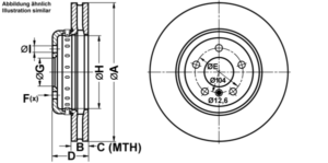 ATE Bremsesæt, skivebremser ijf14159i8 foraksel ventileret 348mm 30mm for BMW